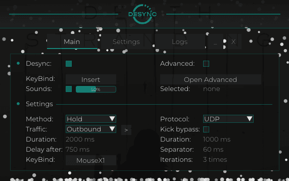 Скриншот чита Desync lag switch